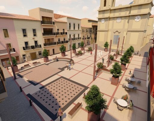 Presentado el proyecto de remodelación integral de la emblemática Plaça de Baix de Petrer, que será más espaciosa para su uso social y las celebraciones festeras