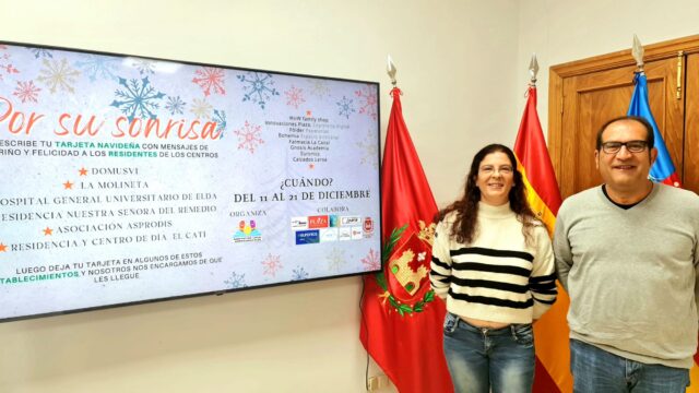 Campaña 'Por su sonrisa' repartirá felicitaciones navideñas a ingresados en centros de mayores y dependientes de Elda por 4º año.
