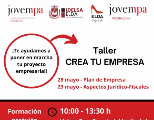 ‘Crea tu empresa’ ofrecido por Idelsa y Jovempa para ayudar a los y las jóvenes de Elda a poner en marcha una idea de negocio
