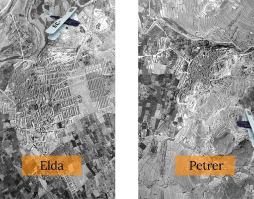 Elda y Petrer presentan unas fotografías aéreas inéditas de las dos localidades que fueron realizadas durante un vuelo del año 1935