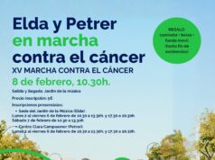 La marcha contra el cáncer recorrerá el 8 de febrero la calles de Elda y de Petrer y partirá por primera vez desde el Jardín de la Música